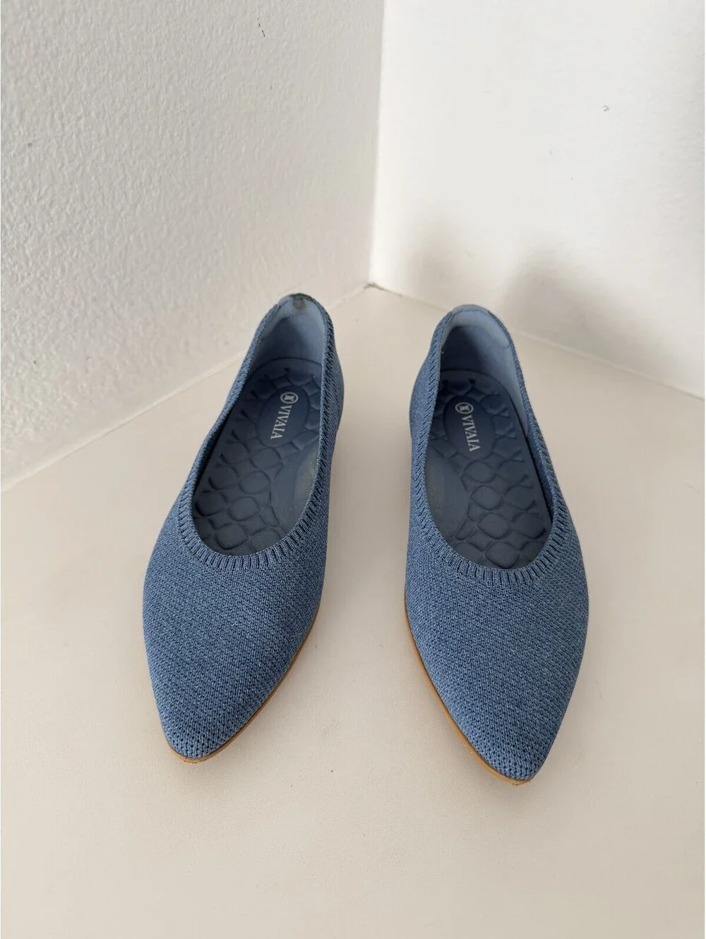 VIVAIA Blue Pointed Toe Knit Flats Eco-Friendly EU 39